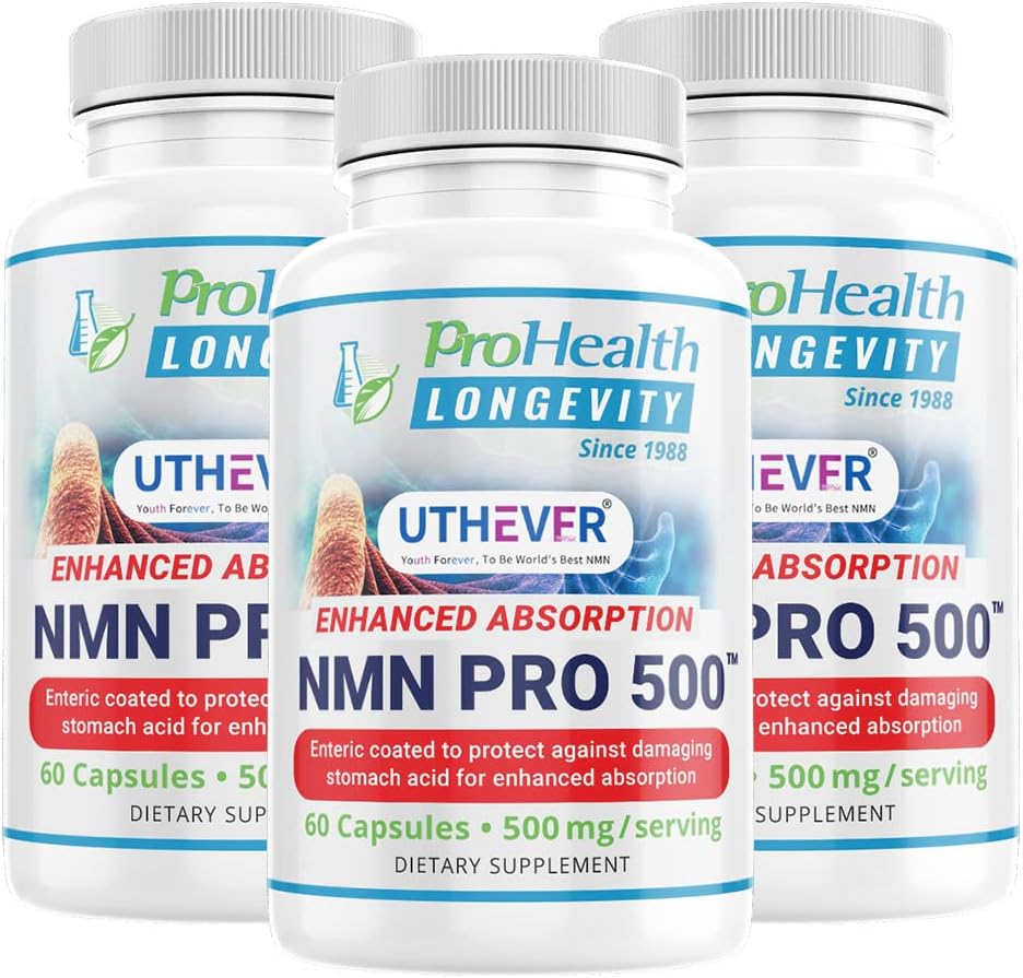 ProHealth Longevity NMN Pro 500 Enhanced Absorption 60 Capsules Pack of 3