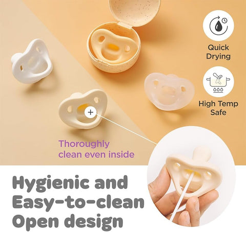 Moyuum All-Silicone Macaron Pacifier with Protective Stage 3 (6 months and older) Case White