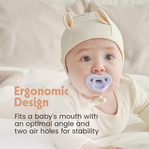 Moyuum All-Silicone Macaron Pacifier with Protective Stage 3 (6 months and older) Case White