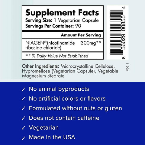 TruNiagen 2x 90ct/300mg Multi Award Winning Patented NAD+ Boosting Supplement - More Efficient Than NMN - Nicotinamide Riboside for Cellular Energy Metabolism & Repair. Vitality, Muscle Health, Healthy Aging
