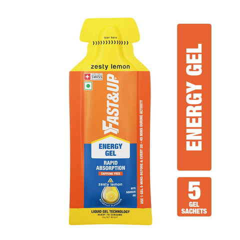 Fast&up Energy Gels - Instant Energy + Caffeine (Pack Of 5) - Lime & Lemon Flavour