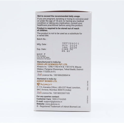 Glutone-A | Japanese Glutathione Tablets 15