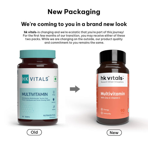 HK Vitals Multivitamin (90 Tablets) | For Men And Women | With Zinc, Vitamin C, Vitamin D3, Multiminerals & Ginseng Extract