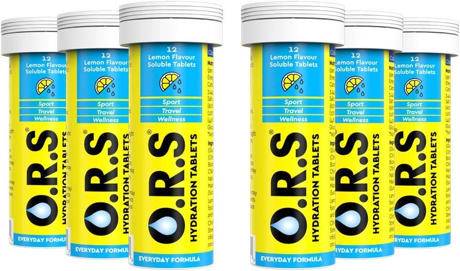 O.R.S Hydration Tablets with Electrolytes Natural Lemon Flavour 72 Tablets (Pack of 6 x12)