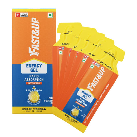 Fast&up Energy Gels - Instant Energy + Caffeine (Pack Of 5) - Lime & Lemon Flavour