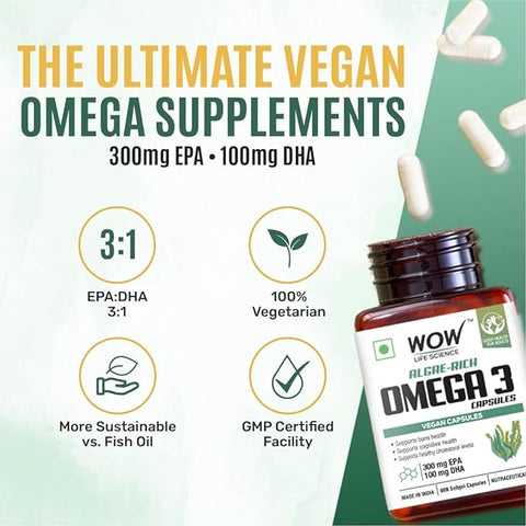 Wow Life Science Cap Algae Omega Capsules 60