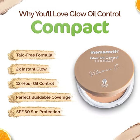 Mamaearth Glow Oil Control Compact 01 Ivory Glow 9g