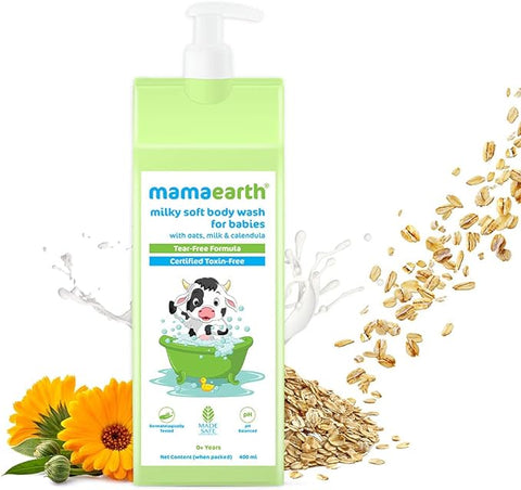 Mamaearth Milky Soft Body Wash for Babies with Oats, Milk and Calendula (400 ml)