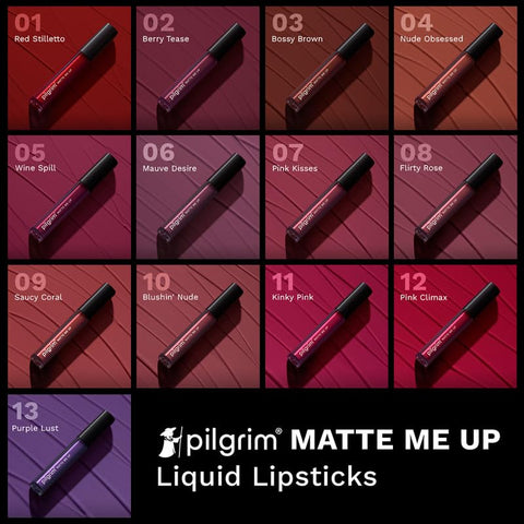 Pilgrim Liquid Matte Lipstick - Blushin' Nude | Lipstick for Women with Hyaluronic Acid & Spanish Squalane | Transferproof, Long Lasting & Non Drying with Hydrating Ingredients 3gms