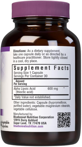 BlueBonnet ALPHA LIPOIC ACID 600MG VCAPS 30S