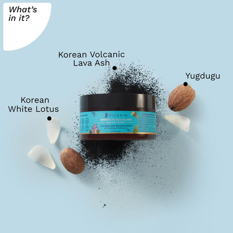 Pilgrim Volcanic Lava Face Scrub, Korean Beauty Secrets, for Exfoliating, Blackheads and Tan Removal, with Yugdugu, No Paraben No Mineral Oil, 100 g