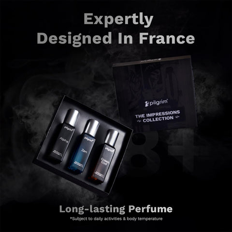 Pilgrim The Impressions Collection 3 in 1 (3x20ml) Gift Box Perfume For Men (Eau de parfum)| Long Lasting perfume with spicy, woody & aquatic fragrance| Designed in France| Alpha, Greek God & Zen