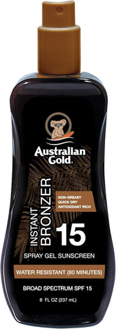 Australian Gold Instant Bronzer Spf 15 Gel Sunscreen Zonnebrand Spray 100 Ml