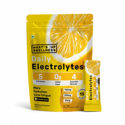What's Up Daily Electrolytes Sachets - Punchy Lime Flavour, 15 Pack