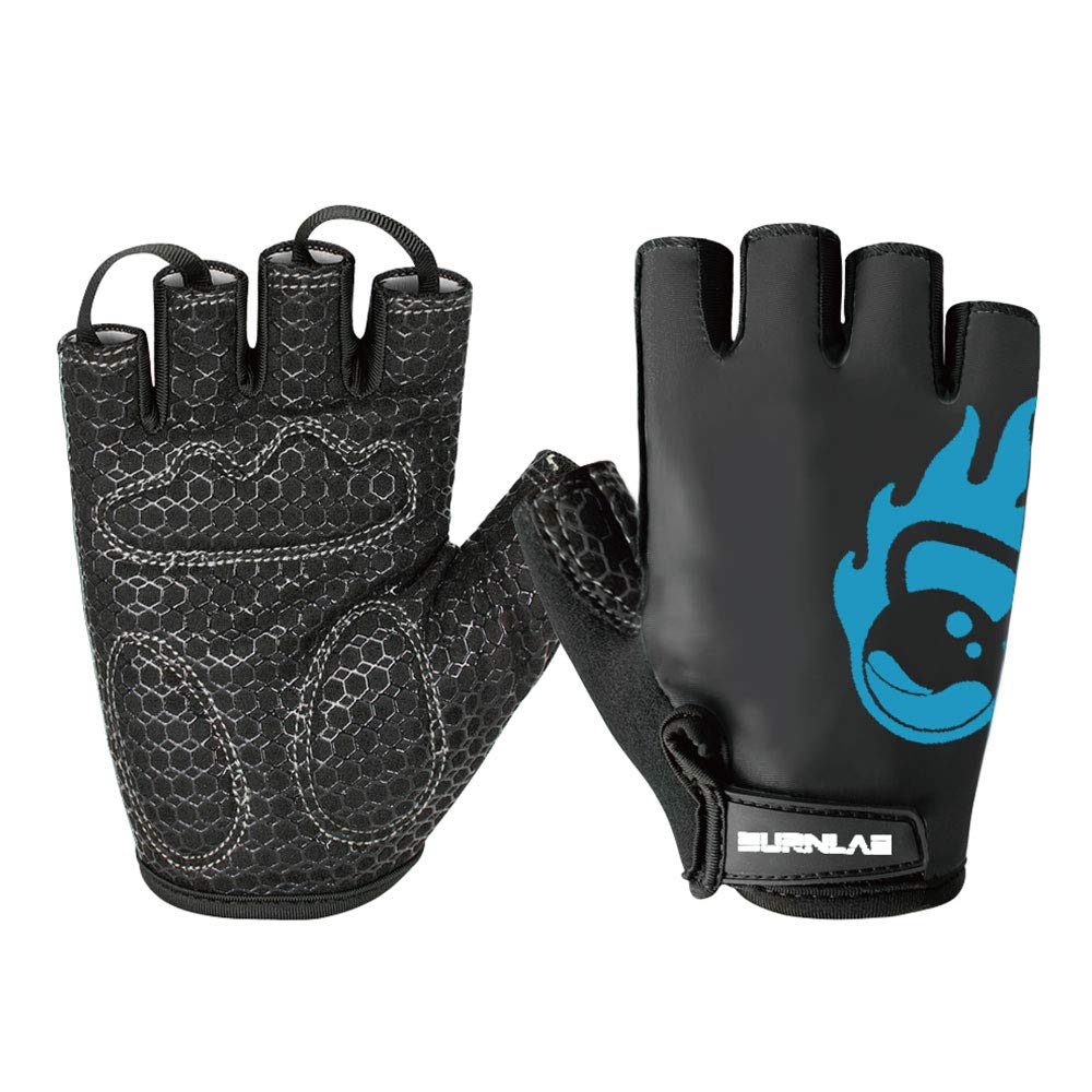 Burnlab Flex Gym Gloves for Men and Women (Blue and Black Medium)