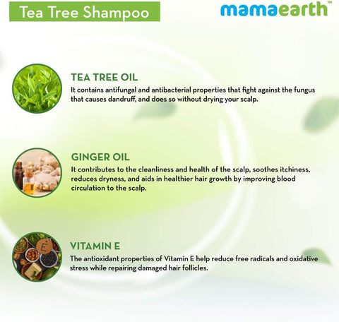 MAMAEARTH Tea Tree Shampoo For Dandruff Free Hair, 250 Ml