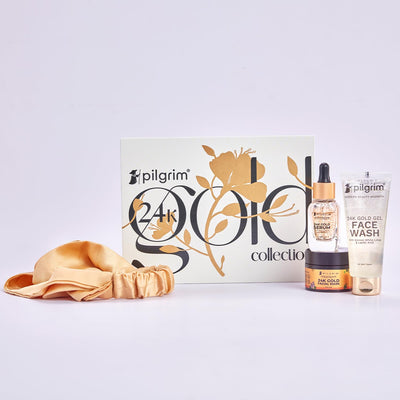 Pilgrim 24K GOLD FACIAL KIT For Instant Radiance & Golden Glow with 5 easy steps