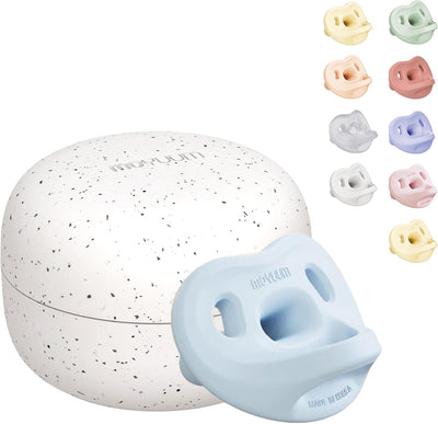 Moyuum All-Silicone Macaron Pacifier with Protective Stage 1 (Up to 3 Months) Case Blue