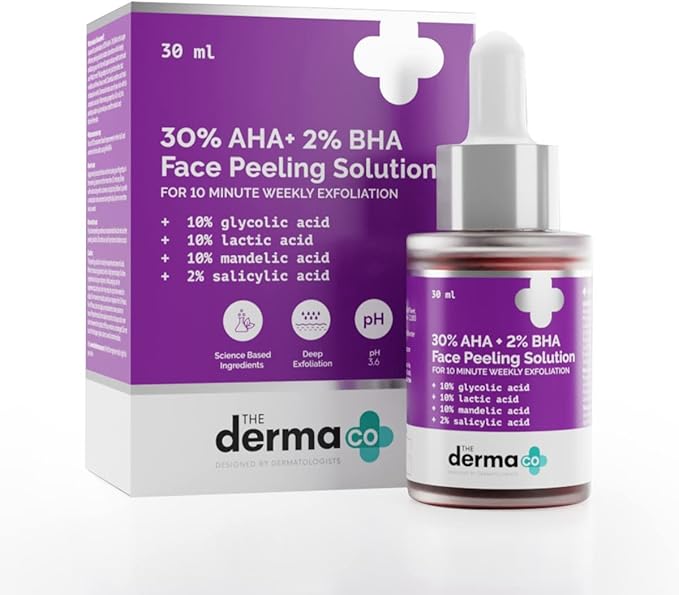 The Derma Co 30% AHA+1% BHA Beginner Face Peeling Solution - 30ml (Pack of 2)