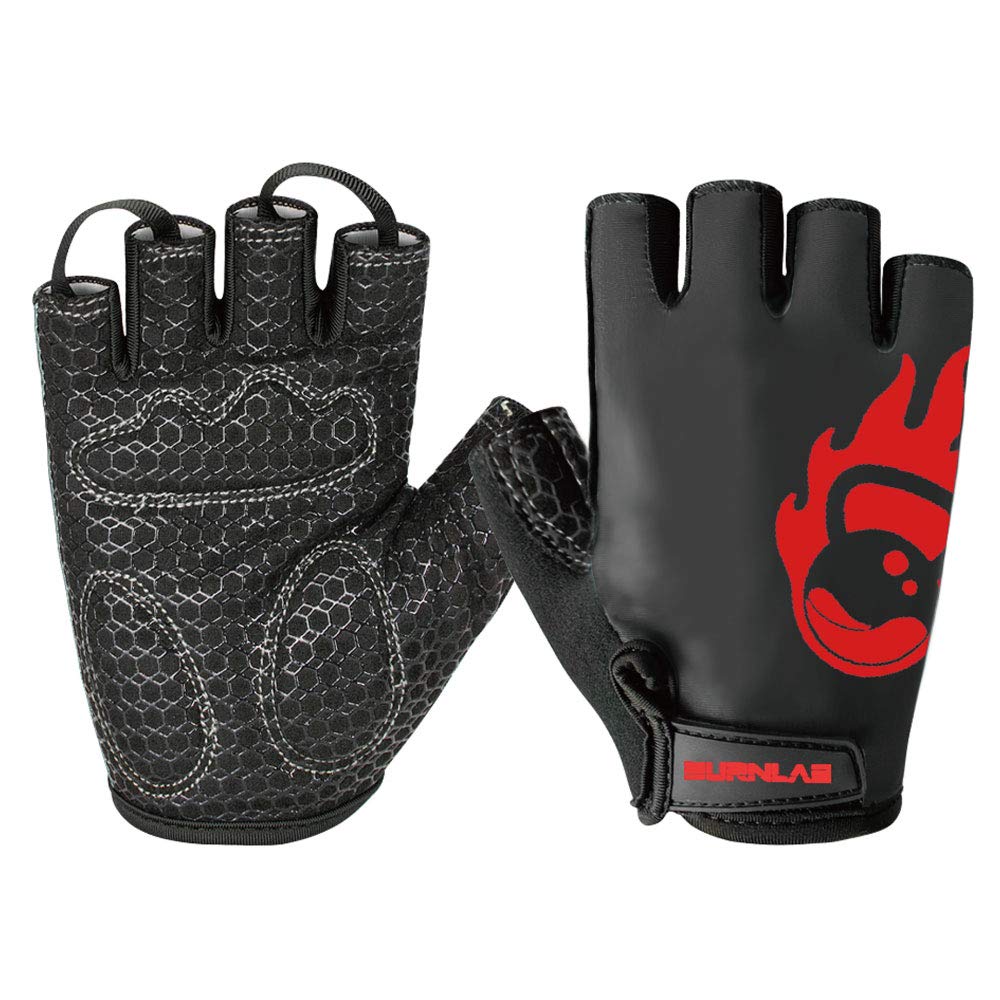 Burnlab Flex Gym Gloves for Men and Women (Black & Red Small)