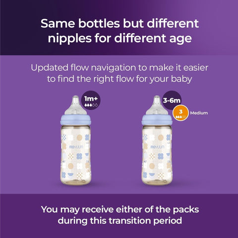 Moyuum PPSU All-in-One Feeding Baby Bottle with Nipple 170ml (0-3 months) - Anti Colic, BPA Free & Easy Clean Wide-Neck Non-Tip Stable Base - More love (SOOSOOJIN) Edition - Yellow