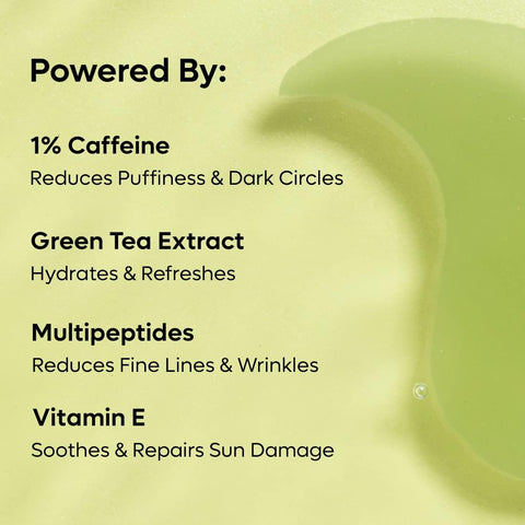 Under Eye Care- THE DERMA CO 5% Caffeine serum 15 ml and MCaffeine Green Tea Hydrogel Under Eye Patches Combo