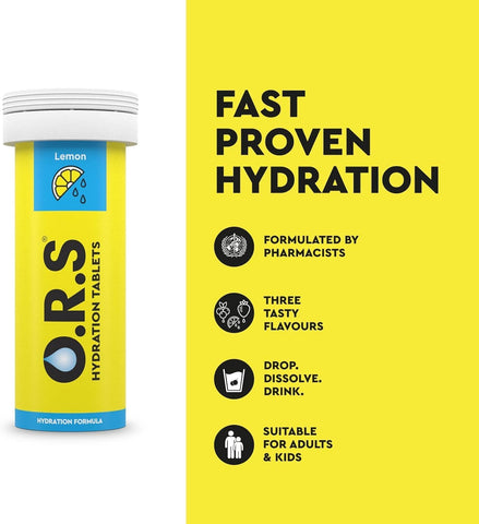 O.R.S Hydration Tablets Soluble Sports Hydration Tablets with Natural Strawberry Flavour 36 Tablets (Pack of 3 x 12)