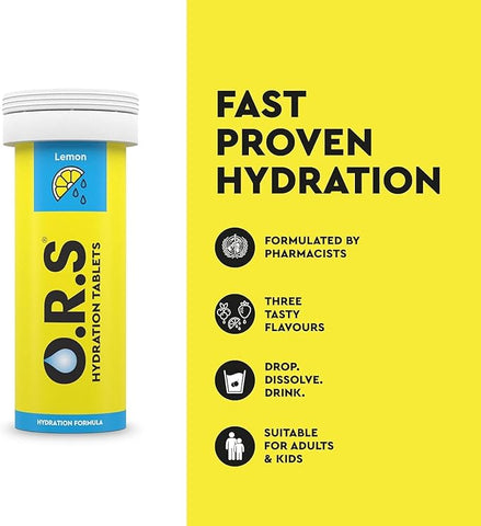 O.R.S Hydration Tablets with Electrolytes Natural Lemon Flavour, 72 Tablets