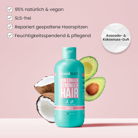 Hair Burst Growth Shampoo For Woman - Reduces Loss - Strengthens Existing Growth - Contains No Sls And Parabens - Coconut And Avocado Aroma - New Bigger Bottles 350ml