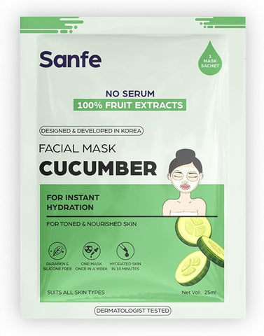 Sanfe Instant Hydration Cucumber Facial Mask 1pc, 25gm (Cucumber)