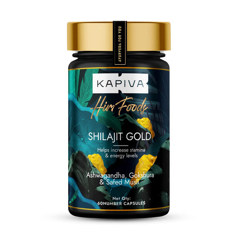 Kapiva Shilajit Gold 60 Capsules | Contains 24 Carat Gold | Boosts Stamina In 4 Weeks | 100% Ayurvedic (2/pack)