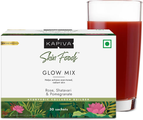 KAPIVA Glow Mix Rose, Shatavari & Pomegranate 30 Sachets+Mamaearth Skin Plump Serum For Face Glow for Ageless Skin - 30ml