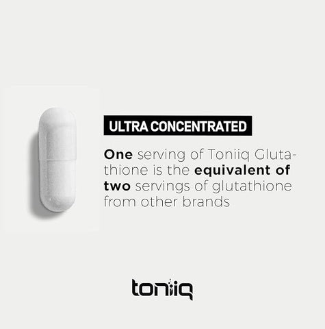 Toniiq Ultra High Strength Glutathione Capsules - 1000mg Concentrated Formula 60 Capsules Reduced Glutathione Supplement