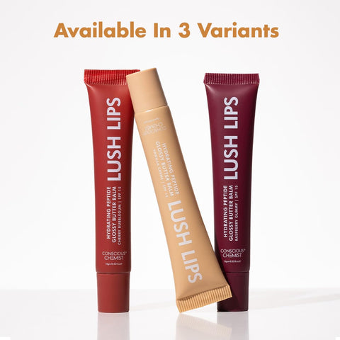 Conscious Chemist Peptide Lip Balm - Lush Lips with SPF15 | 15g | Vanilla Creme