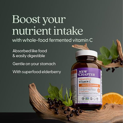 New Chapter Vitamin C + Elderberry With Fermented Vitamin C/Whole-Food Herbs + Collagen Protection, 60 Count (Pack Of 1)