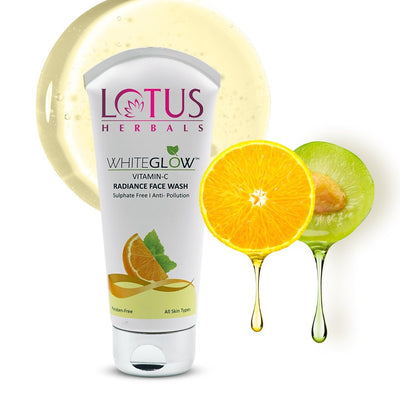Lotus Herbals White Glow Vitamin C Radiance Face Wash | For Dark Spots & Dull Skin | Anti- Pollution | 100g