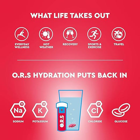 O.R.S Hydration Tablets with Electrolytes Natural Strawberry Flavour, 36 Tablets (Pack of 3 x 12)