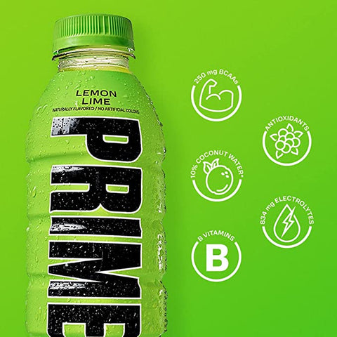 Prime Hydration Drink Sports Beverage LEMON LIME Naturally Flavored 835mg Electrolytes, 20