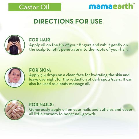 Mamaearth Castor Oil for Healthier skin hair and nail with 100% Pure and Natural cold pressed oil 150 ml