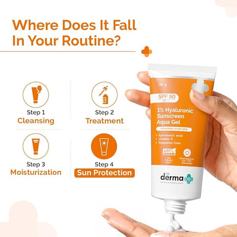 جل الحماية من الشمس المائي من THE DERMA CO 1% حمض الهيالورونيك 50 جم