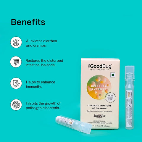 دعم الإسهال من The Good Bug، حل شامل للإسهال | البروبيوتيك | للرجال والنساء | 5 أيام