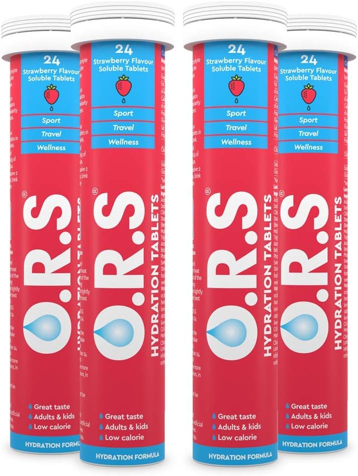 O.R.S Hydration Tablets with Electrolytes Natural Strawberry Flavour, 36 Tablets (Pack of 3 x 12)