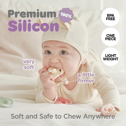 Moyuum All-Silicone Macaron Pacifier with Protective Stage 2 (3 to 6 months) Case pink