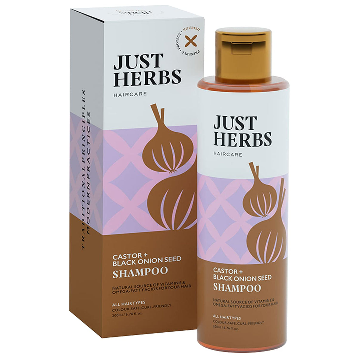 Just Herbs Castor & Black Onion Seed Shampoo 200 ml