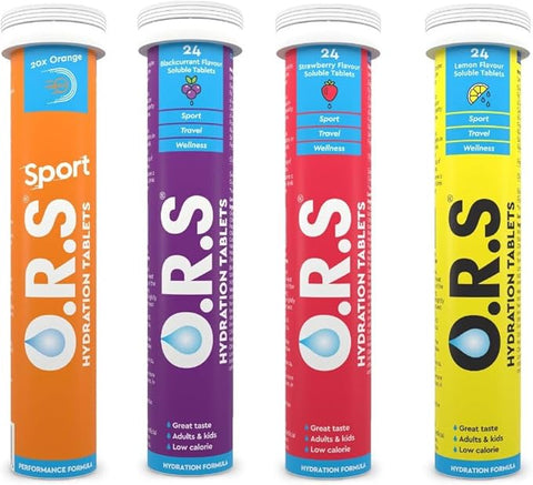 O.R.S Hydration Tablets With Electrolytes Lemon Blackcurrant Strawberry and Orange (PackOf4)