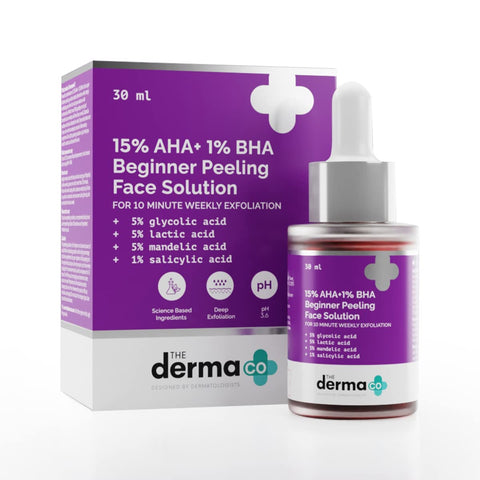 The Derma Co 15% AHA+1% BHA Beginner Face Peeling Solution - 30ml (Pack of 2)