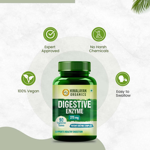 Himalayan Organics Digestive Enzyme 375mg 90 Tablets