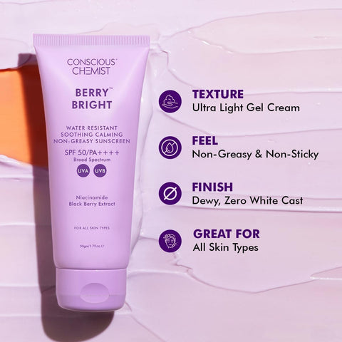 Conscious Chemist Sunscreen SPF 50 PA++++ | 50g Berry Bright
