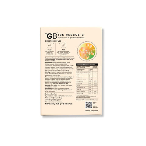 The Good Bug IBS Rescue C SuperGut Powder for Constipation Relief 15 Days Pack (Pack of 6)