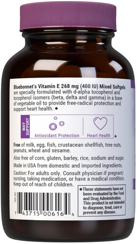 Bluebonnet Nutrition Vitamin E 400 IU 50 Softgels, 50 Servings